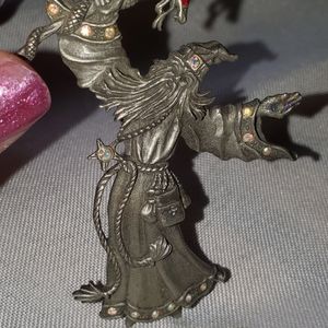 Vintage Wizard Brooch Pin Signed JJ Jonette Jewelry Fantasy Medieval Renaissance